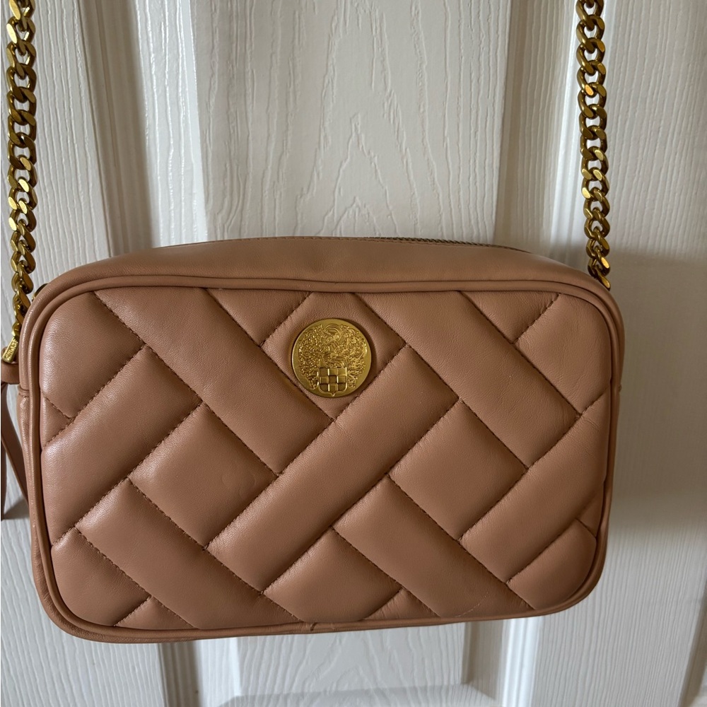 Tan Quilted Crossbody Bag